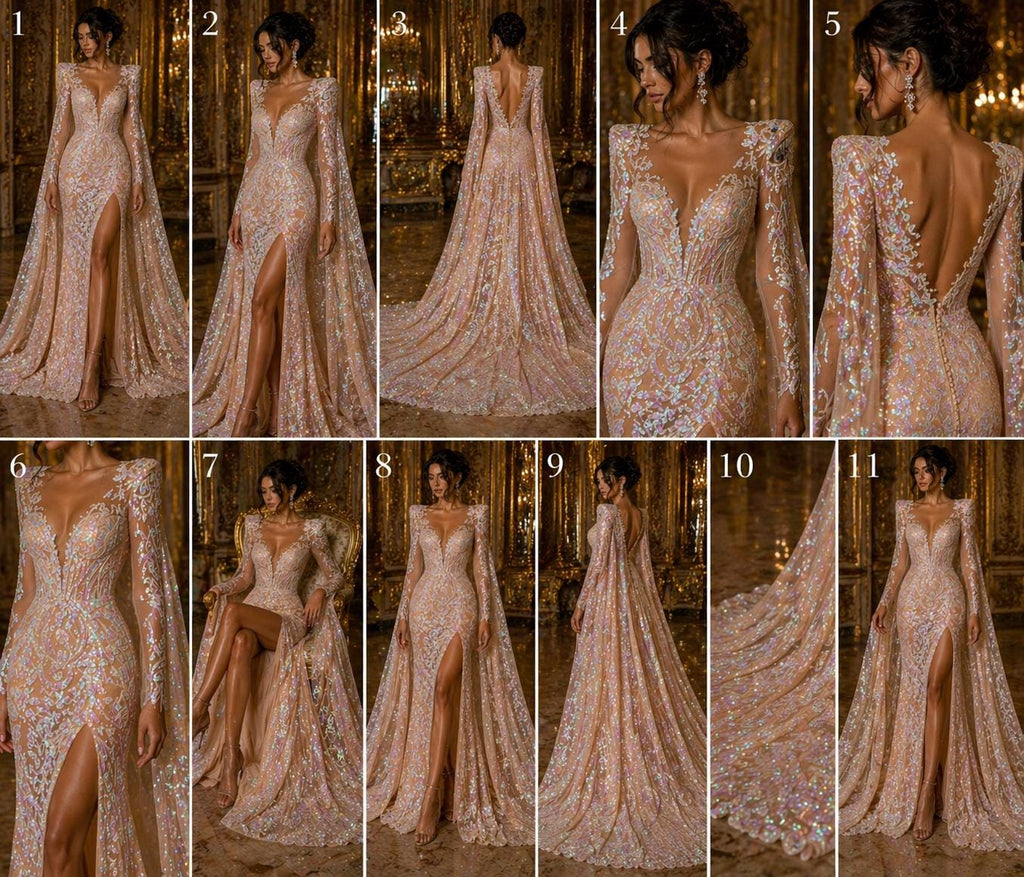 Blush Iridescent - Marvelous Luxury Shiny Sequin 4-Way Stretch Mesh Fabric – Prom & Evening Dress Material By The Yard.