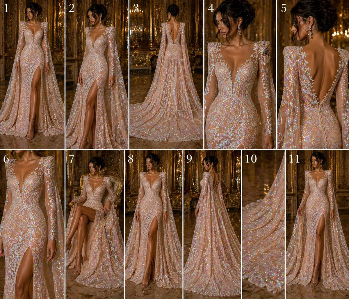Blush Iridescent - Marvelous Luxury Shiny Sequin 4-Way Stretch Mesh Fabric – Prom & Evening Dress Material By The Yard.