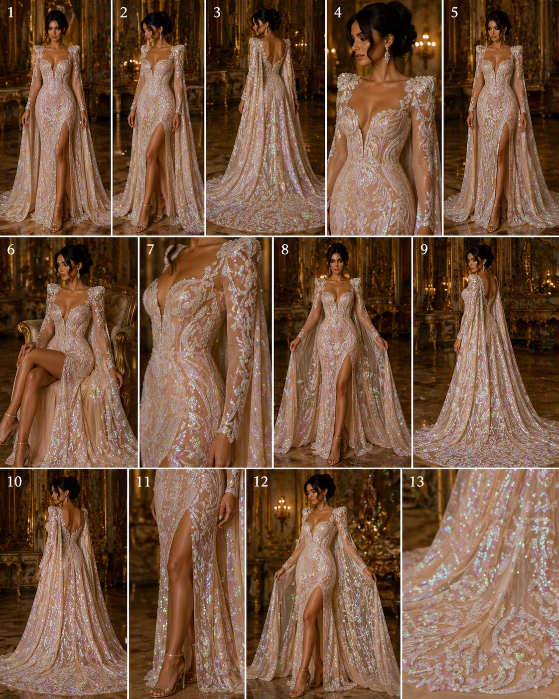 Blush Iridescent - Marvelous Luxury Shiny Sequin 4-Way Stretch Mesh Fabric – Prom & Evening Dress Material By The Yard.