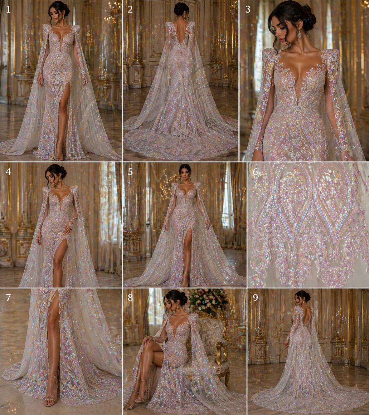 White/Pink Iridescent - Marvelous Luxury Shiny Sequin 4-Way Stretch Mesh Fabric – Prom & Evening Dress Material By The Yard.