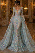 Aqua Clear Iridescent - Marvelous Luxury Shiny Sequin 4-Way Stretch  Mesh Fabric – Prom & Evening Dress Material By The Yard.