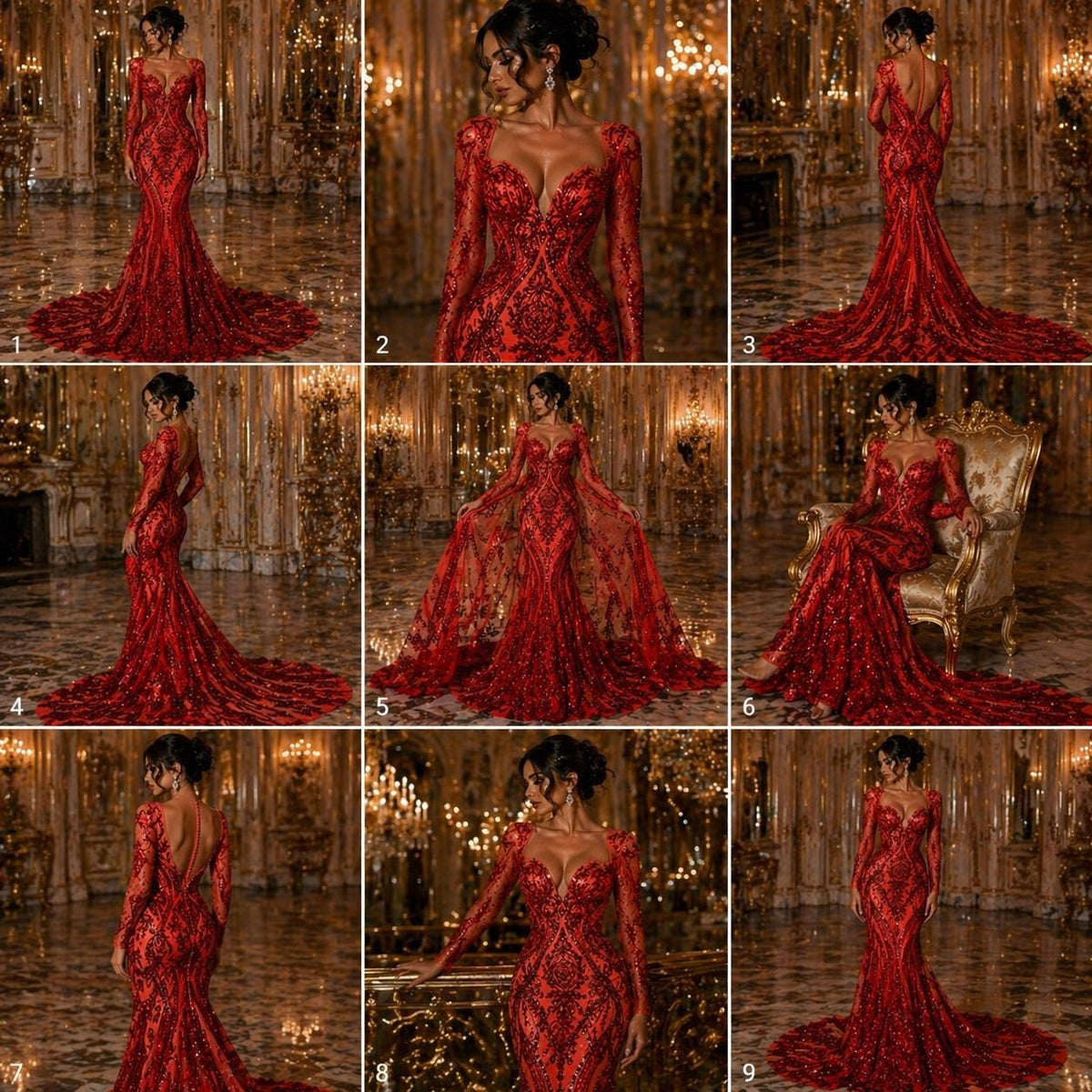 Red - Marvelous Luxury Shiny Sequin 4-Way Stretch Mesh Fabric – Prom & Evening Dress Material By The Yard.