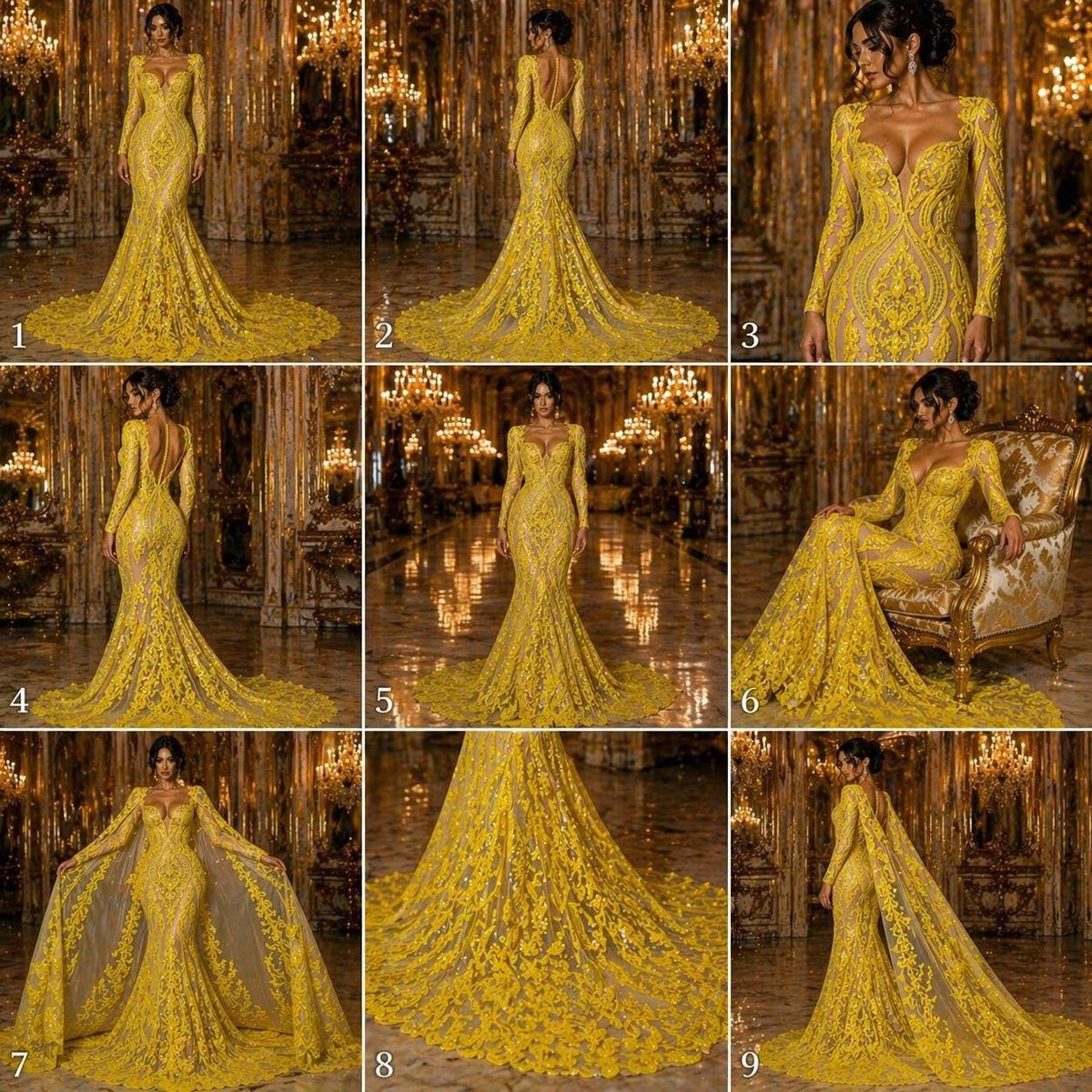 Bright Yellow - Marvelous Luxury Shiny Sequin 4-Way Stretch Mesh Fabric – Prom & Evening Dress Material By The Yard.