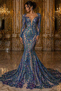Purple/Lavender Iridescent - Marvelous Luxury Shiny Sequin 4-Way Stretch Mesh Fabric – Prom & Evening Dress Material By The Yard.