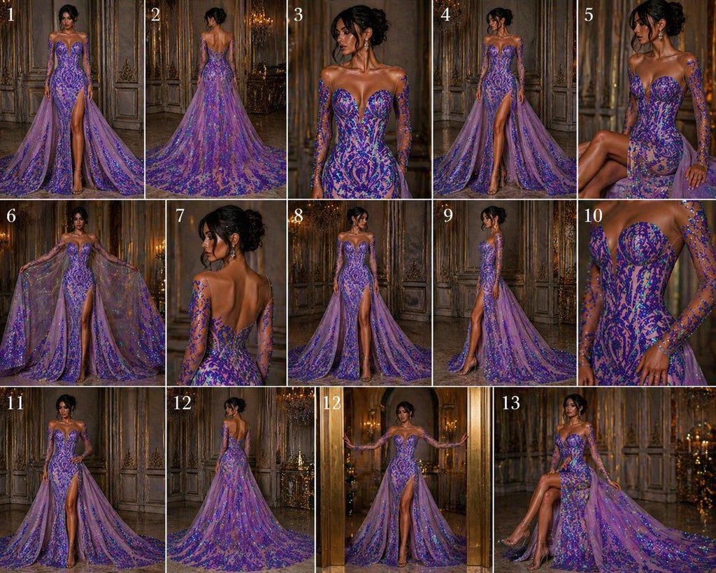 Lavender Iridescent - Marvelous Luxury Shiny Sequin 4-Way Stretch Mesh Fabric – Prom & Evening Dress Material By The Yard.
