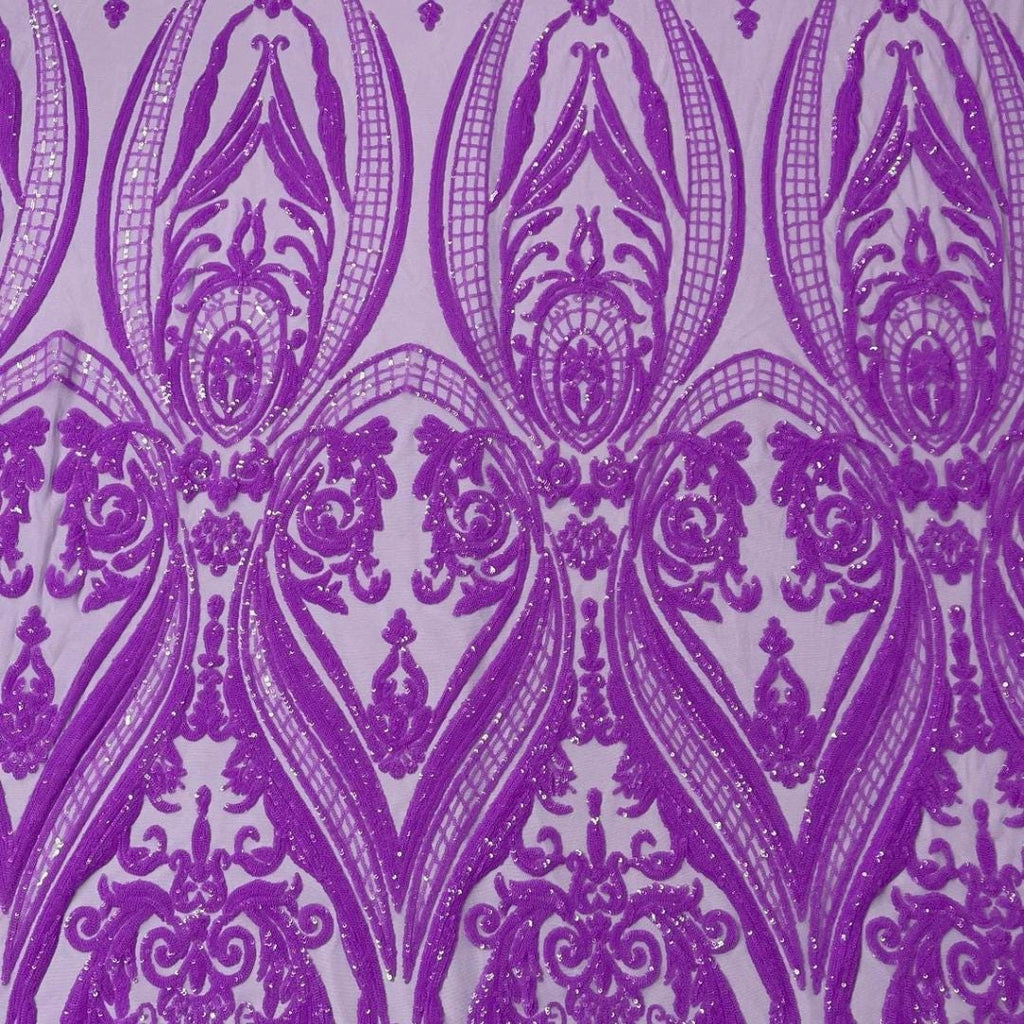Orchid Lilac - Marvelous Luxury Shiny Sequin 4-Way Stretch Mesh Fabric – Prom & Evening Dress Material By The Yard.