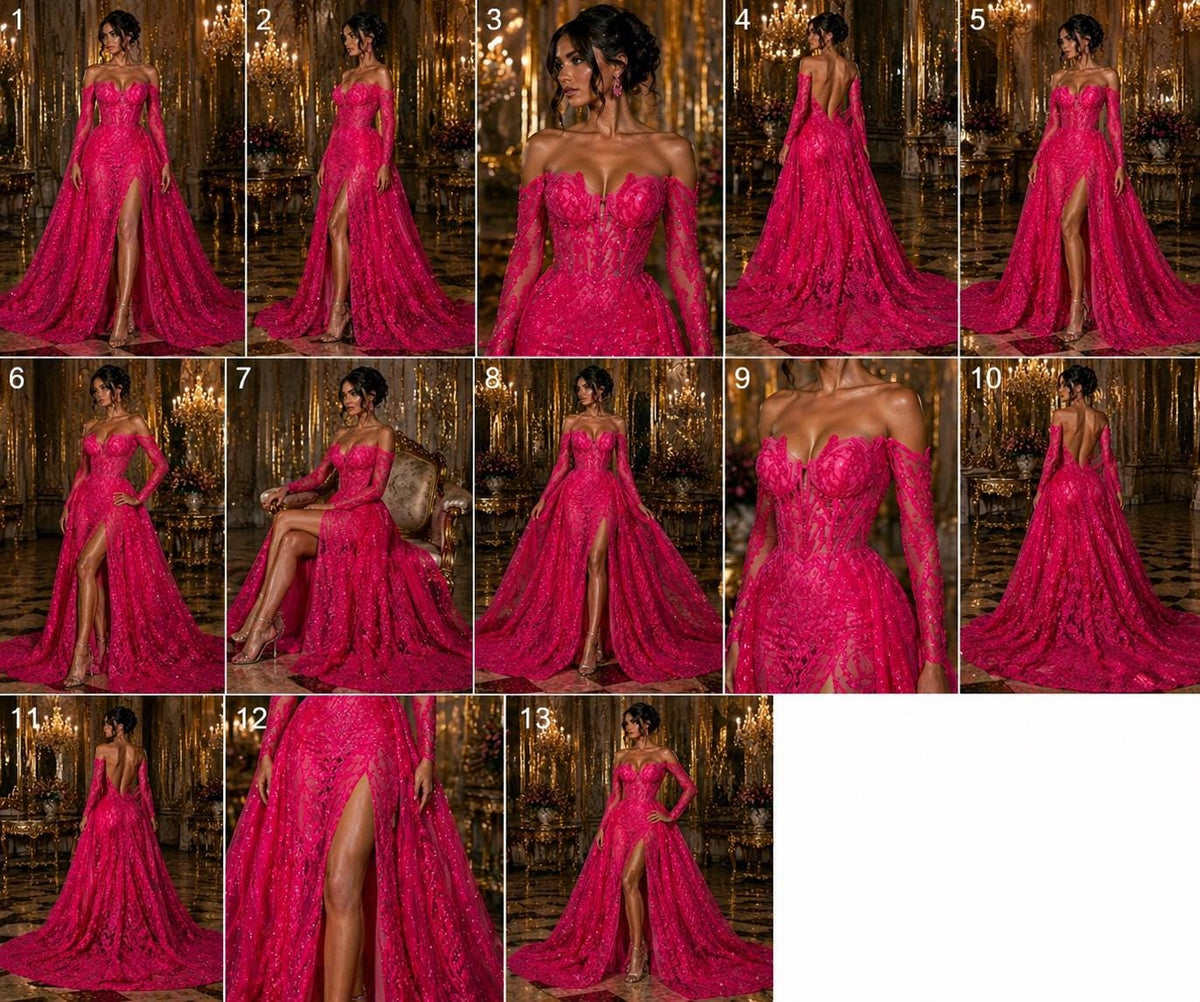 Hot Pink - Marvelous Luxury Shiny Sequin 4-Way Stretch Mesh Fabric – Prom & Evening Dress Material By The Yard.