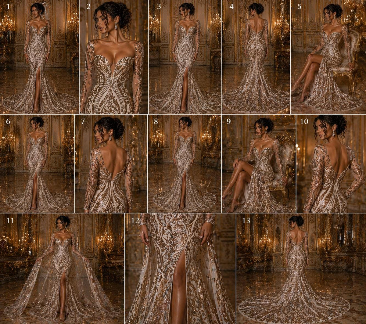 Champagne - Marvelous Luxury Shiny Sequin 4-Way Stretch Mesh Fabric – Prom & Evening Dress Material By The Yard.