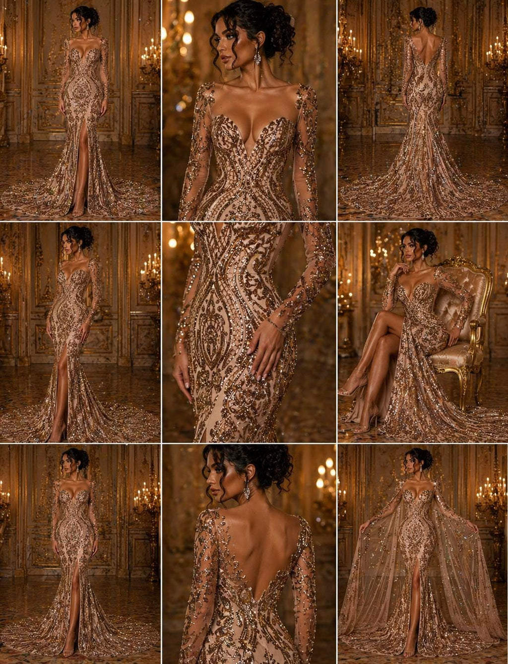 Skin/Nude - Marvelous Luxury Shiny Sequin 4-Way Stretch Mesh Fabric – Prom & Evening Dress Material By The Yard.