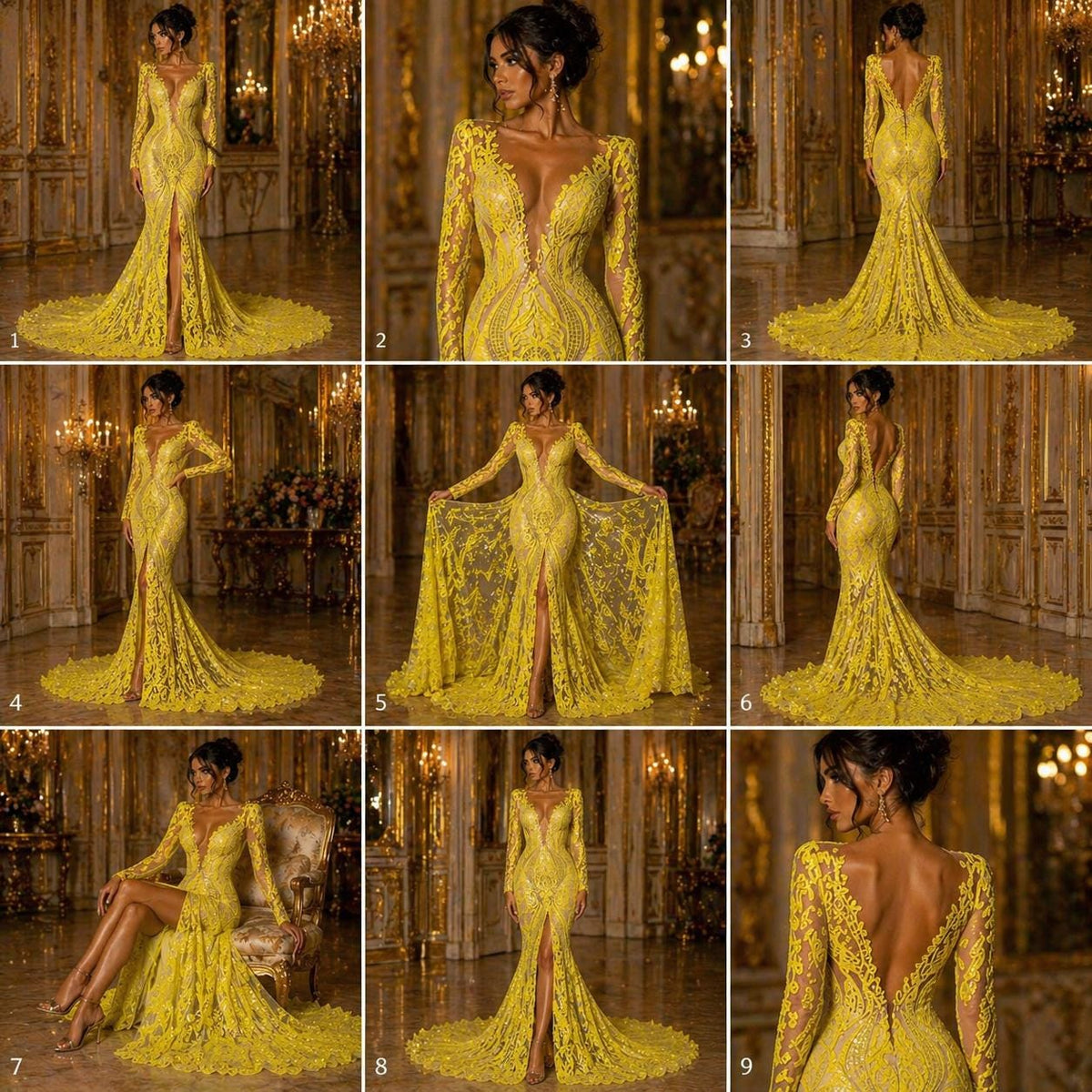 Yellow - Marvelous Luxury Shiny Sequin 4-Way Stretch Mesh Fabric – Prom & Evening Dress Material By The Yard.