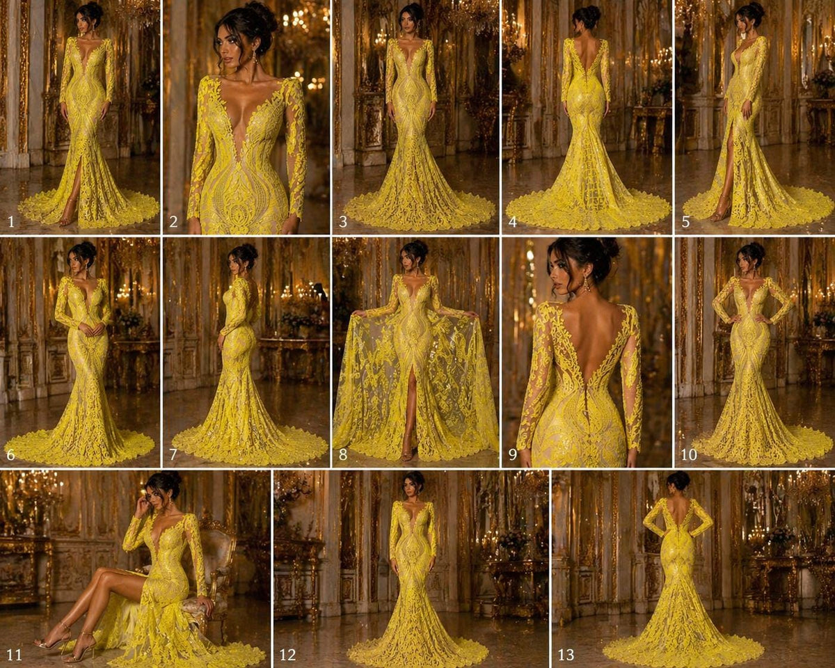 Yellow - Marvelous Luxury Shiny Sequin 4-Way Stretch Mesh Fabric – Prom & Evening Dress Material By The Yard.