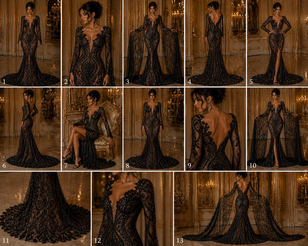 Black - Marvelous Luxury Shiny Sequin 4-Way Stretch Mesh Fabric – Prom & Evening Dress Material By The Yard.