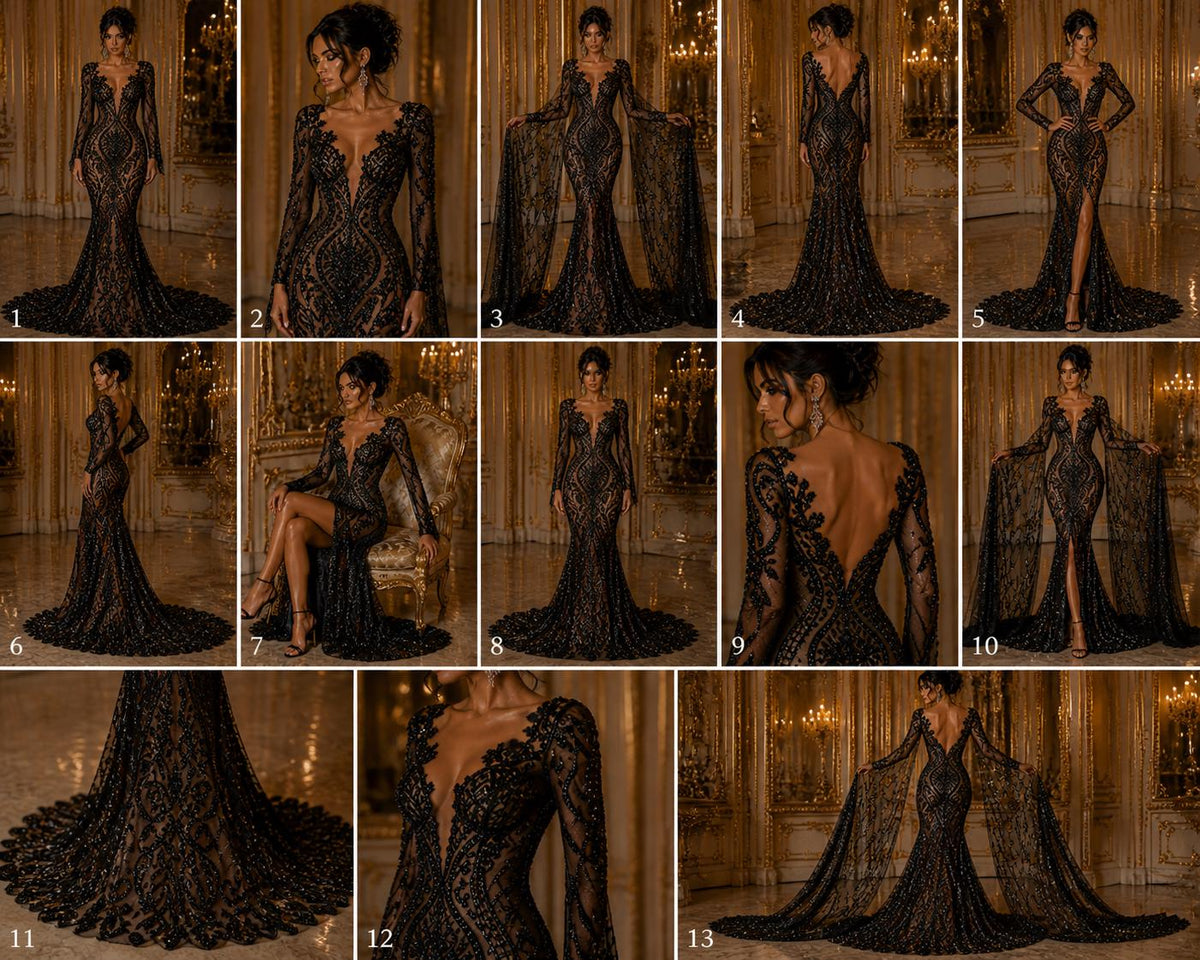 Black - Marvelous Luxury Shiny Sequin 4-Way Stretch Mesh Fabric – Prom & Evening Dress Material By The Yard.