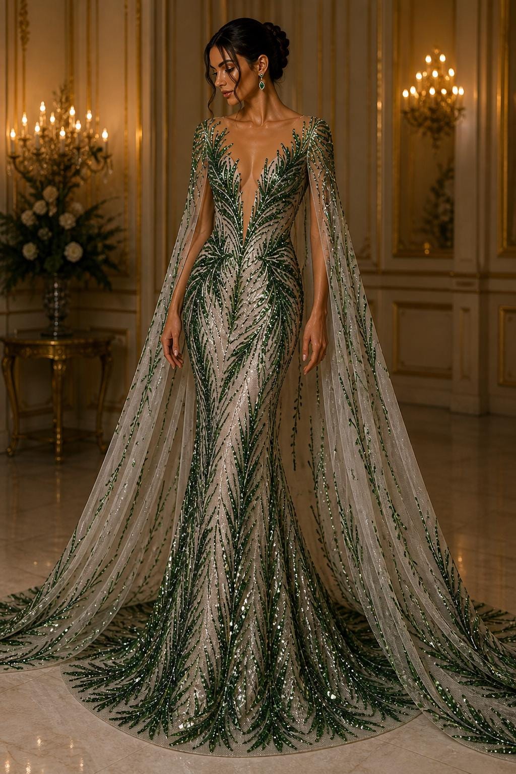 Feather Illusion Luxury Shiny Sequin - HUNTER - 4 Way Stretch Mesh Fabric – Prom & Evening Dress Material By The Yard.