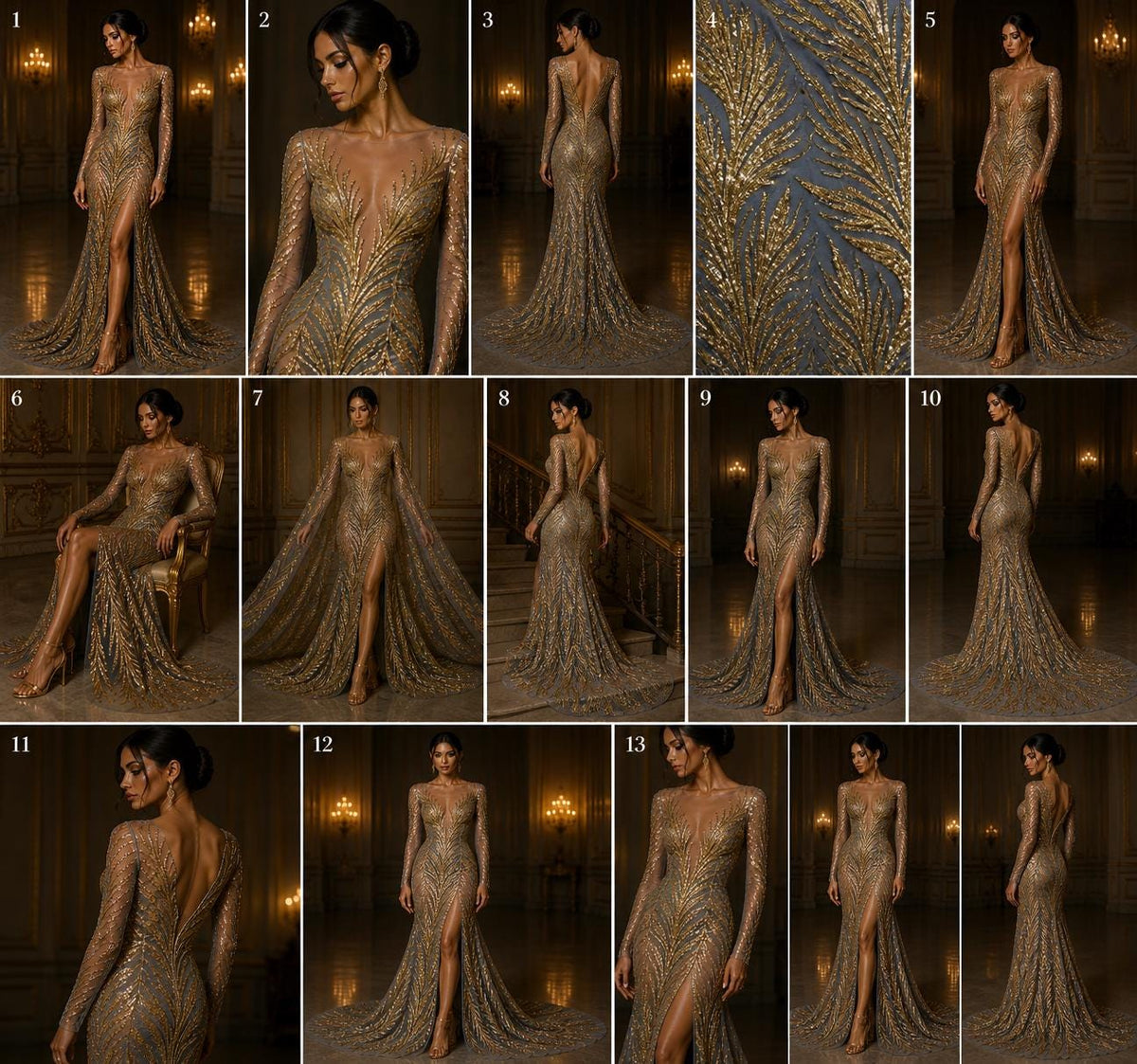 Feather Illusion Luxury Shiny Sequin - GOLD/BLACK - 4 Way Stretch Mesh Fabric – Prom & Evening Dress Material By The Yard.
