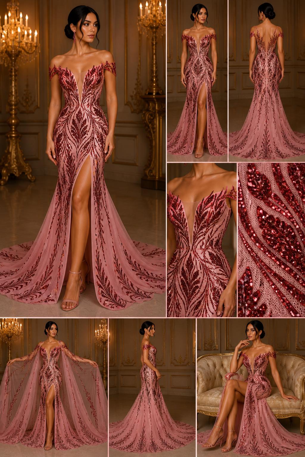 Burgundy Sapphire Sequin Embroidered Mesh Fabric – Luxury Blue Lace by the Yard – Couture Evening Dress, Prom & Bridal Fabric