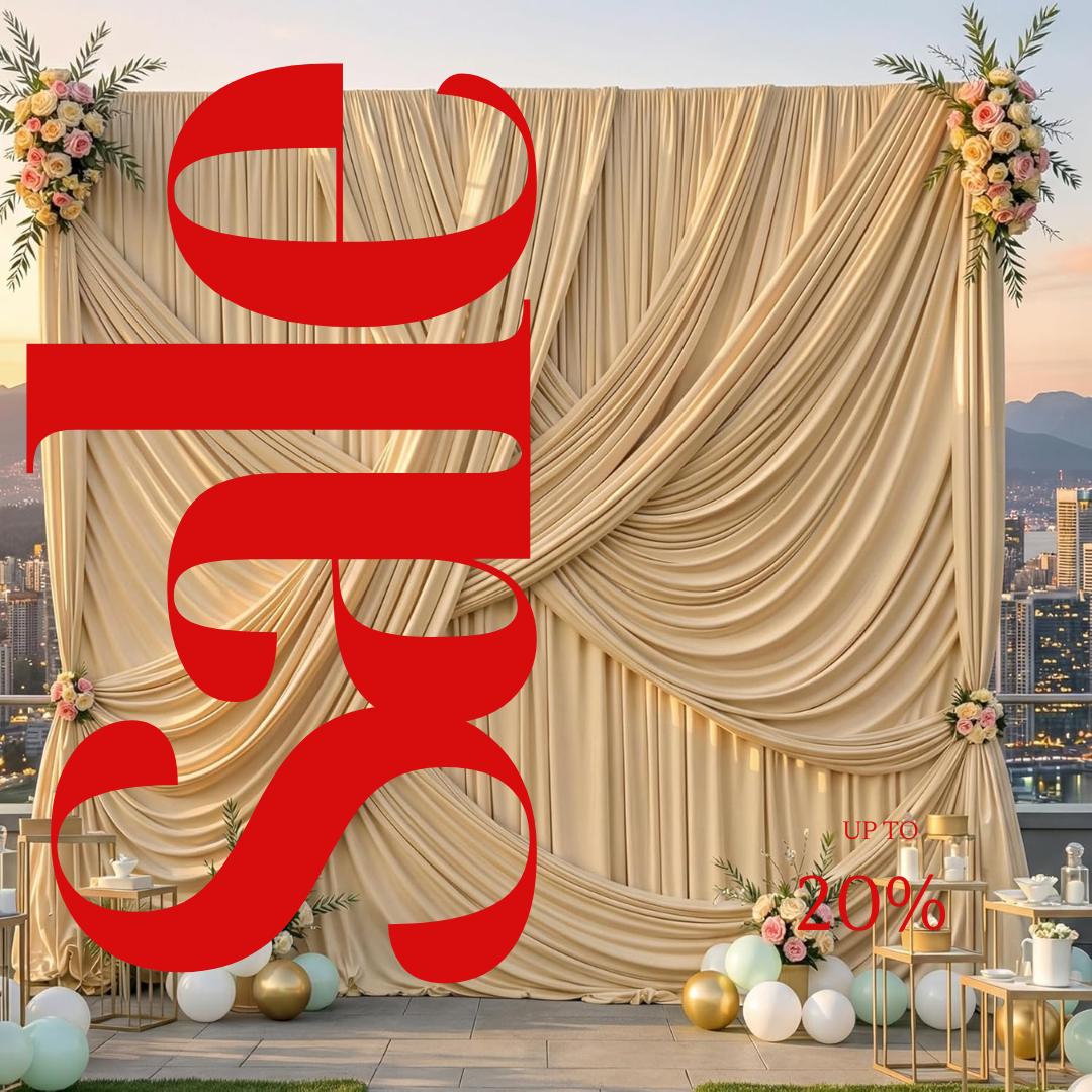 10Ft x 12Ft - CHAMPAGNE - Wrinkle Free Backdrop Curtains for Parties -2 Panels 5x12ft Interlock Backdrop for Weddings Birthday Party Curtain