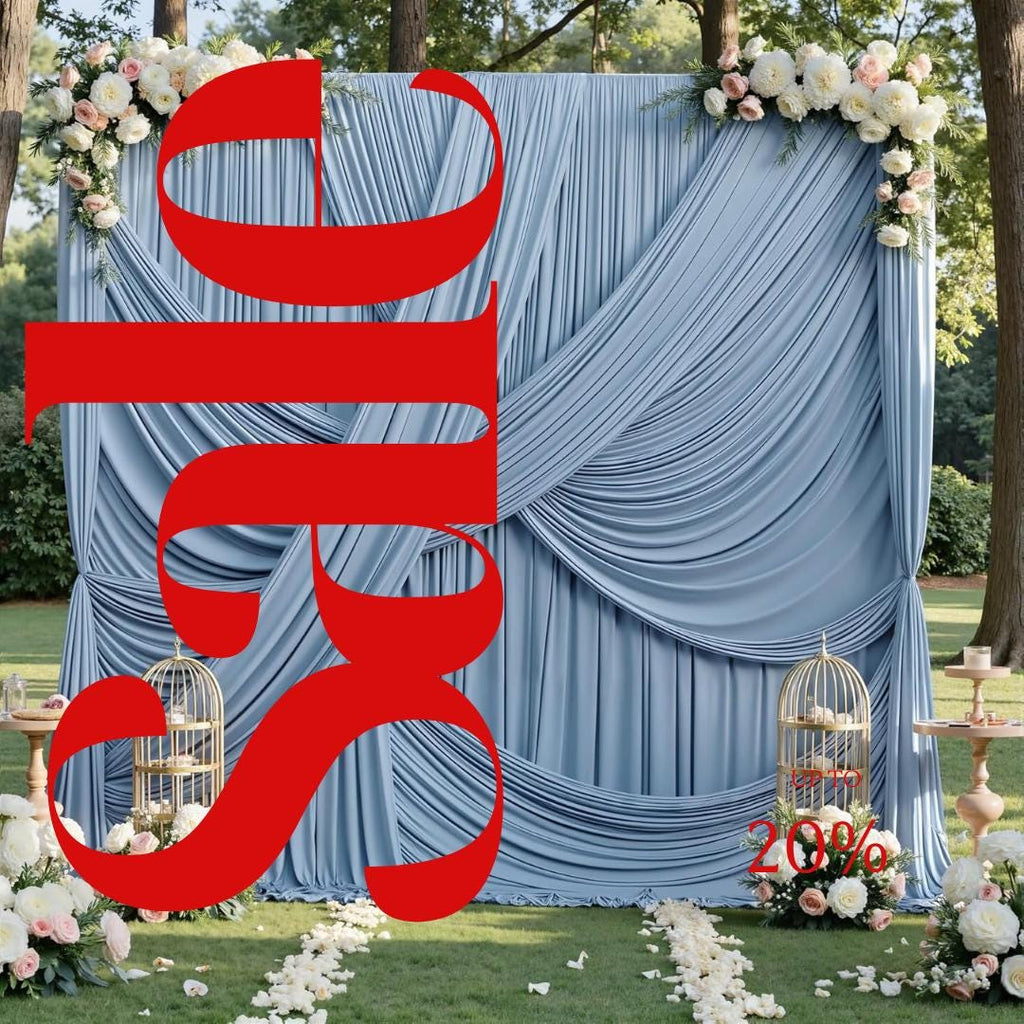 10Ft x 12Ft - DUSTYBLUE - Wrinkle Free Backdrop Curtains for Parties  2 Panels 5x12ft Interlock Backdrop for Weddings Birthday Party Curtain