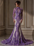 Luxury Lace - Lilac -  Glitter Damask Design Fabric 58” Wide For Quinsiañera Dresses - Prom Dress Sold By The Yard