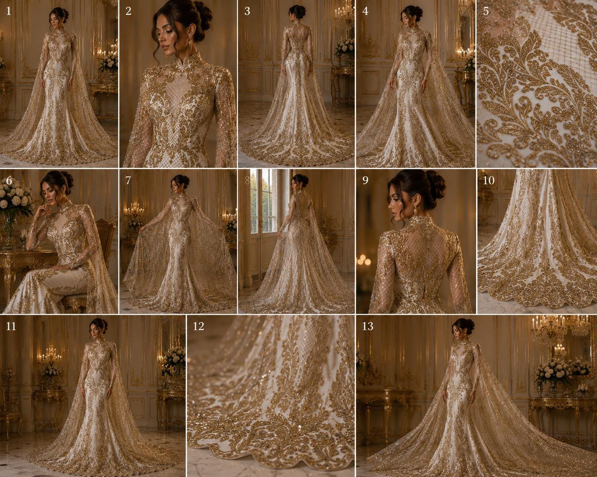 Luxury Lace - Rose Gold -  Glitter Damask Design Fabric 58” Wide For Quinsiañera Dresses - Prom Dress Sold By The Yard