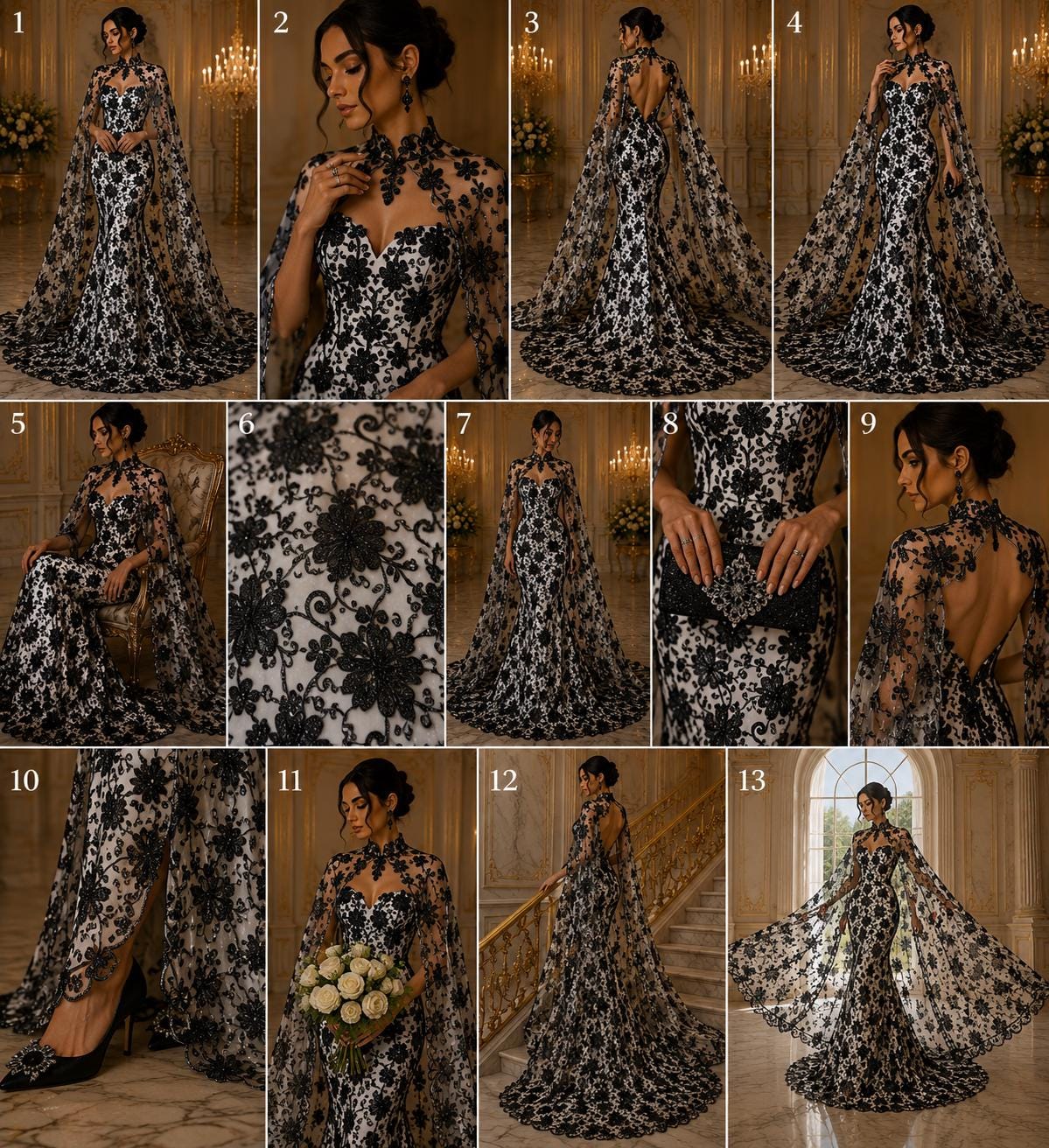 Butterfly Black - Metallic Lace Fabric Embroidered Butterfly & Flowers with Sequins For Quinsiañera Dresses - Prom Dress. Sold By The Yard