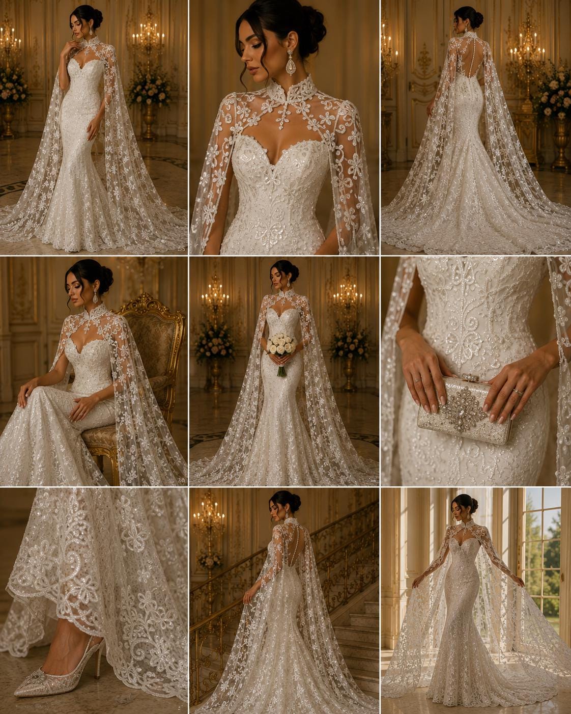 Butterfly Ivory - Metallic Lace Fabric Embroidered Butterfly & Flowers with Sequins For Quinsiañera Dresses - Prom Dress. Sold By The Yard