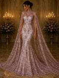 Damask Lace - Dusty Rose - Glitter Big Damask Design Fabric 58” Wide For Quinsiañera Dresses - Prom Dress Sold By The Yard