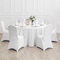 WHITE - 132" Round Polyester Poplin Washable Tablecloth, Stain Wrinkle Resistant Table Cover - Fabric Table Cloth Dinning, Kitchen, Party