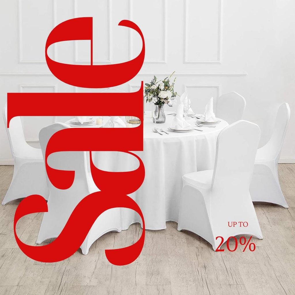 WHITE - 132" Round Polyester Poplin Washable Tablecloth, Stain Wrinkle Resistant Table Cover - Fabric Table Cloth Dinning, Kitchen, Party