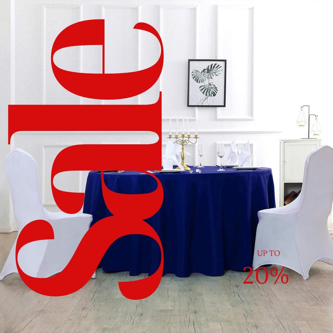 ROYAL - 120" Round Polyester Poplin Washable Tablecloth, Stain Wrinkle Resistant Table Cover - Fabric Table Cloth Dinning, Kitchen, Party