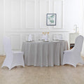 SILVER - 120" Round Polyester Poplin Washable Tablecloth, Stain Wrinkle Resistant Table Cover - Fabric Table Cloth Dinning, Kitchen, Party