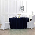 NAVY - 120" Round Polyester Poplin Washable Tablecloth, Stain Wrinkle Resistant Table Cover - Fabric Table Cloth Dinning, Kitchen, Party
