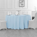 LT BLUE - 120" Round Polyester Poplin Washable Tablecloth, Stain Wrinkle Resistant Table Cover - Fabric Table Cloth Dinning, Kitchen, Party