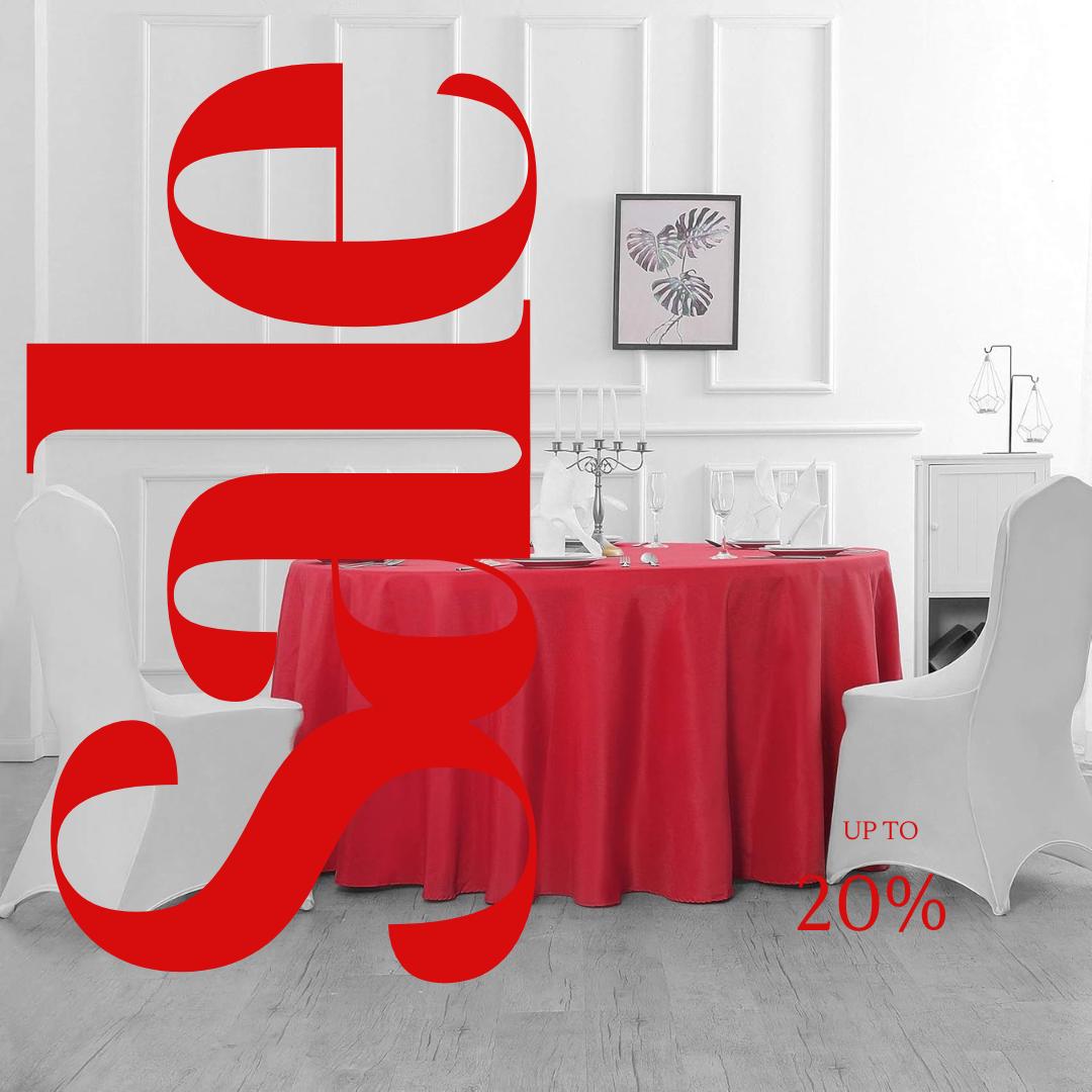 RED - 120" Round Polyester Poplin Washable Tablecloth, Stain Wrinkle Resistant Table Cover - Fabric Table Cloth Dinning, Kitchen, Party