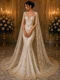 Luxembourg Designs Lace - Ivory - Beaded Design with Embroidered Sequins and Beads On a Mesh Lace Fabric for Prom Dress By The Yard