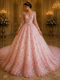 Luxurious Design Lace - Pink - Beaded Design with Embroidered Sequins and Beads On a Mesh Lace Fabric for Prom Dress By The Yard