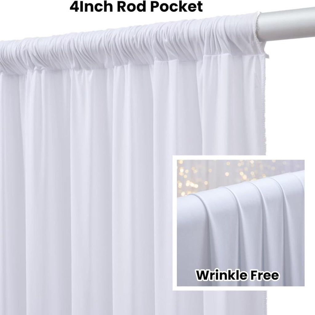 2 Panels - WHITE - 5Ft x 14Ft Wrinkle Free Backdrop Curtains for Parties  - Silky Interlock Backdrop for Weddings Birthday Party Curtains