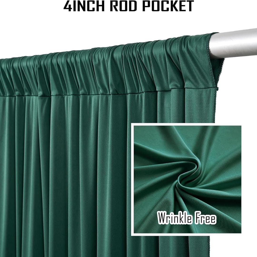 2 Panels - HUNTER - 5Ft x 14Ft Wrinkle Free Backdrop Curtains for Parties  - Silky Interlock Backdrop for Weddings Birthday Party Curtains