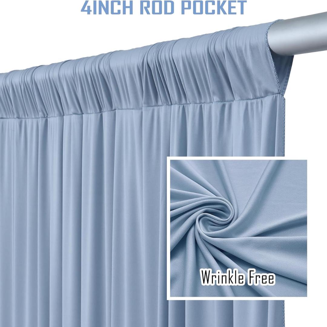 2 Panels - DUSTYBLUE - 5Ft x 14Ft Wrinkle Free Backdrop Curtains for Parties  - Silky Interlock Backdrop for Weddings Birthday Party Curtain