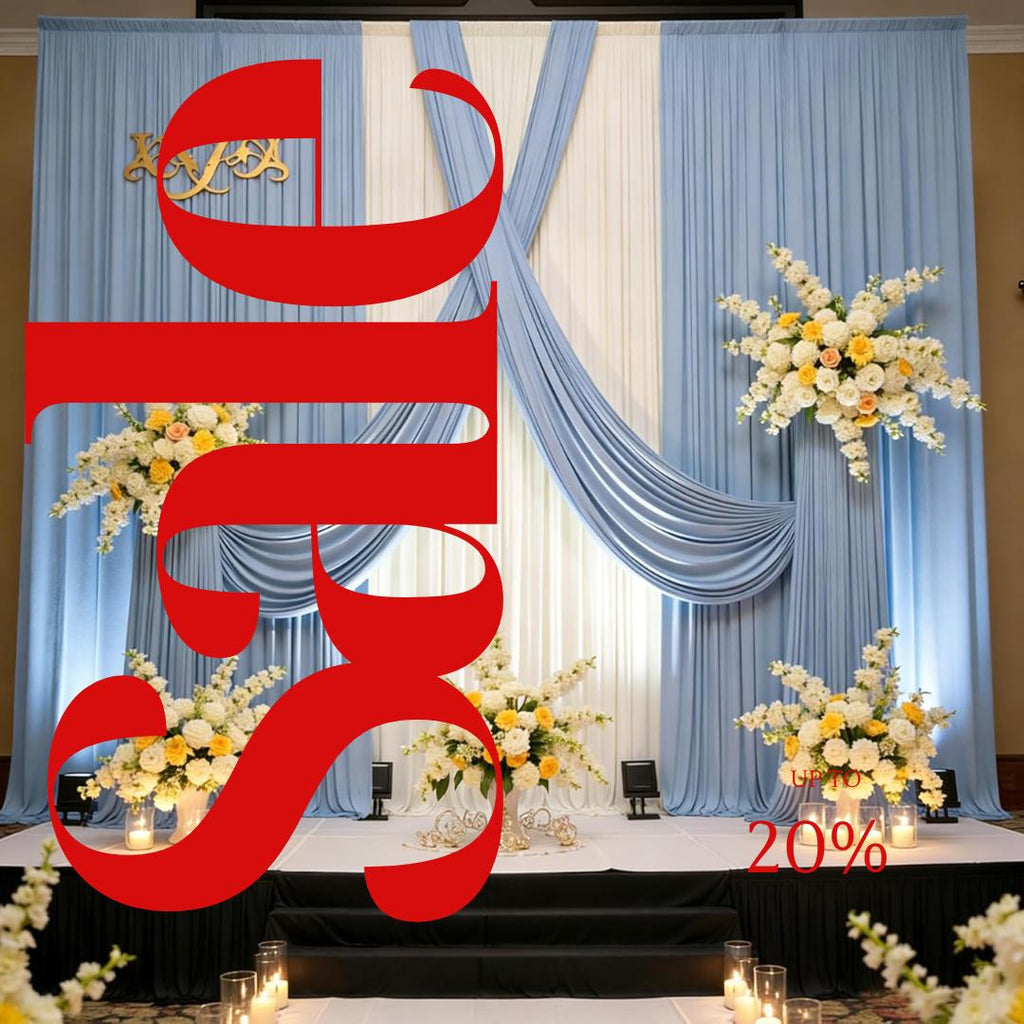 2 Panels - DUSTYBLUE - 5Ft x 14Ft Wrinkle Free Backdrop Curtains for Parties  - Silky Interlock Backdrop for Weddings Birthday Party Curtain