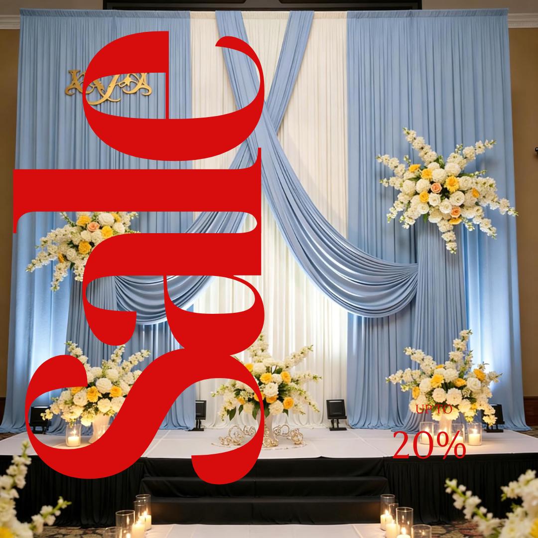 2 Panels - DUSTYBLUE - 5Ft x 14Ft Wrinkle Free Backdrop Curtains for Parties  - Silky Interlock Backdrop for Weddings Birthday Party Curtain