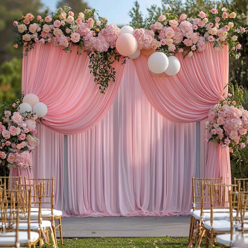 2 Panels - PINK - 5Ft x 14Ft Wrinkle Free Backdrop Curtains for Parties  - Silky Interlock Backdrop for Weddings Birthday Party Curtain