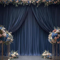 2 Panels - NAVY - 5Ft x 14Ft Wrinkle Free Backdrop Curtains for Parties  - Silky Interlock Backdrop for Weddings Birthday Party Curtain
