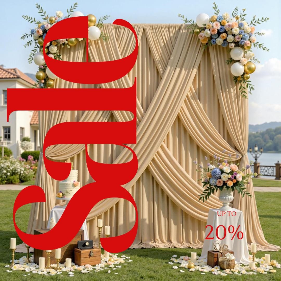 CREAM -  2 Panels 5Ft x 21Ft Wrinkle Free Backdrop Curtains for Parties  - Silky Interlock Backdrop for Weddings Birthday Party Curtains