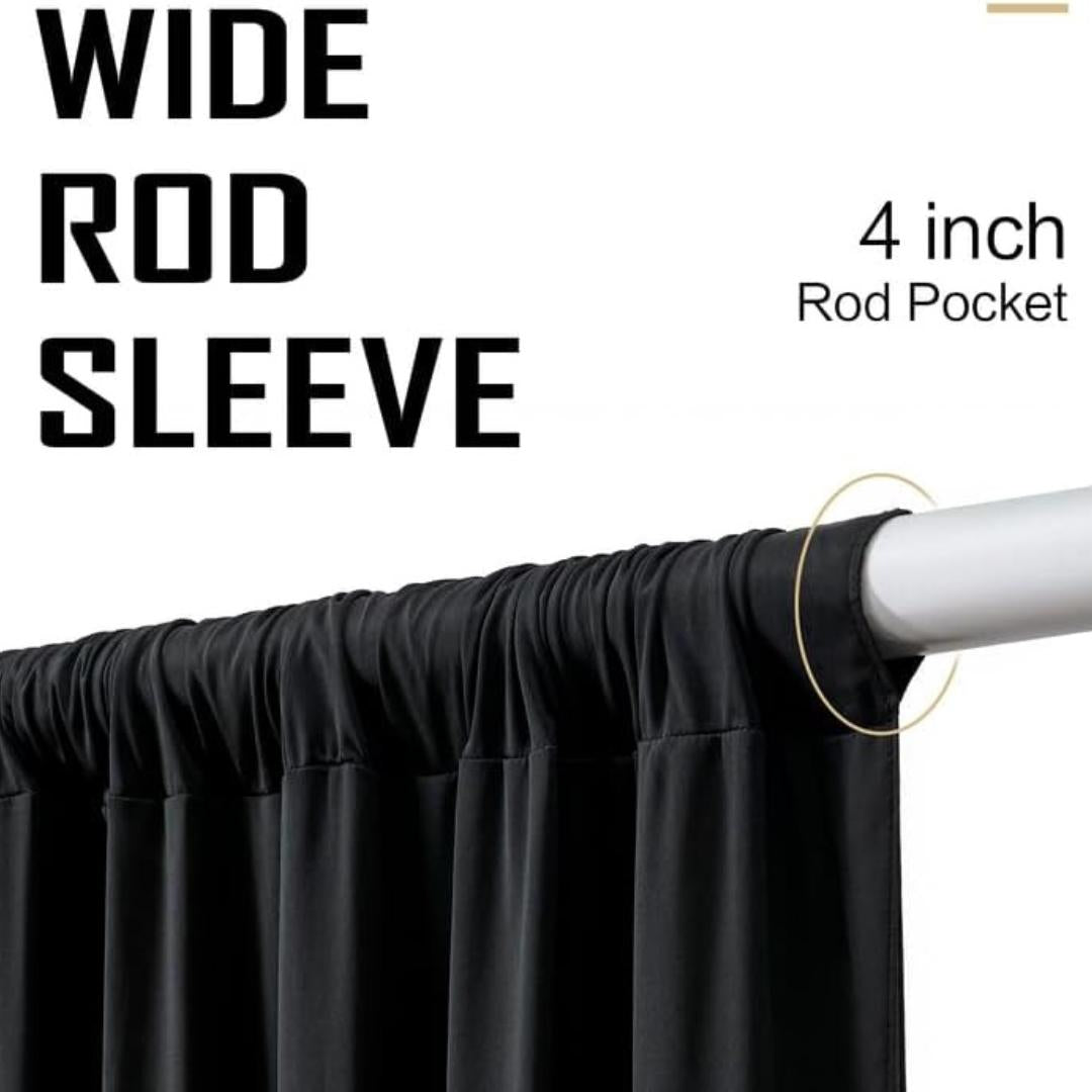 BLACK -  2 Panels 5Ft x 21Ft Wrinkle Free Backdrop Curtains for Parties  - Silky Interlock Backdrop for Weddings Birthday Party Curtains