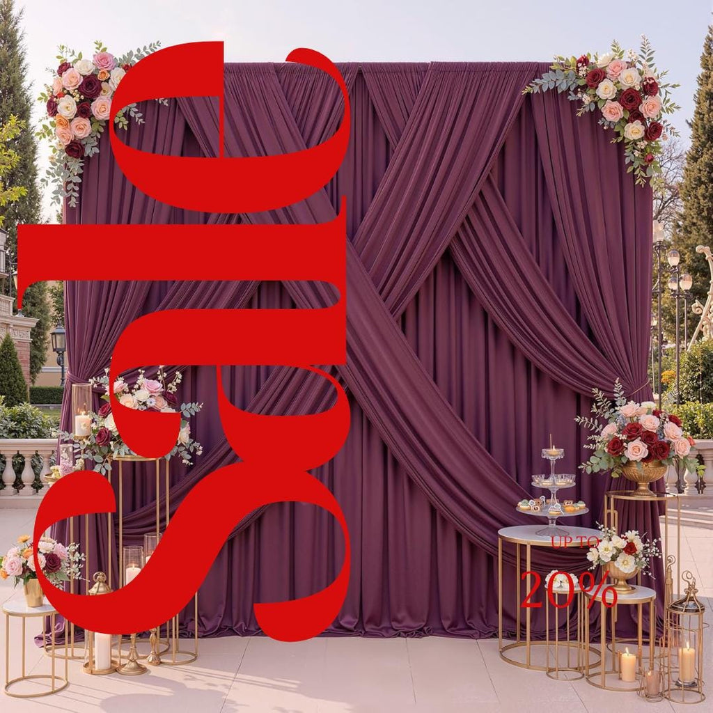 BURGUNDY -  2 Panels 5Ft x 21Ft Wrinkle Free Backdrop Curtains for Parties  - Silky Interlock Backdrop for Weddings Birthday Party Curtains