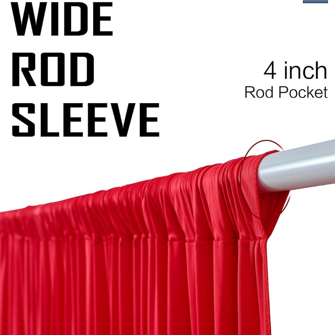 RED -  2 Panels 5Ft x 21Ft Wrinkle Free Backdrop Curtains for Parties  - Silky Interlock Backdrop for Weddings Birthday Party Curtains