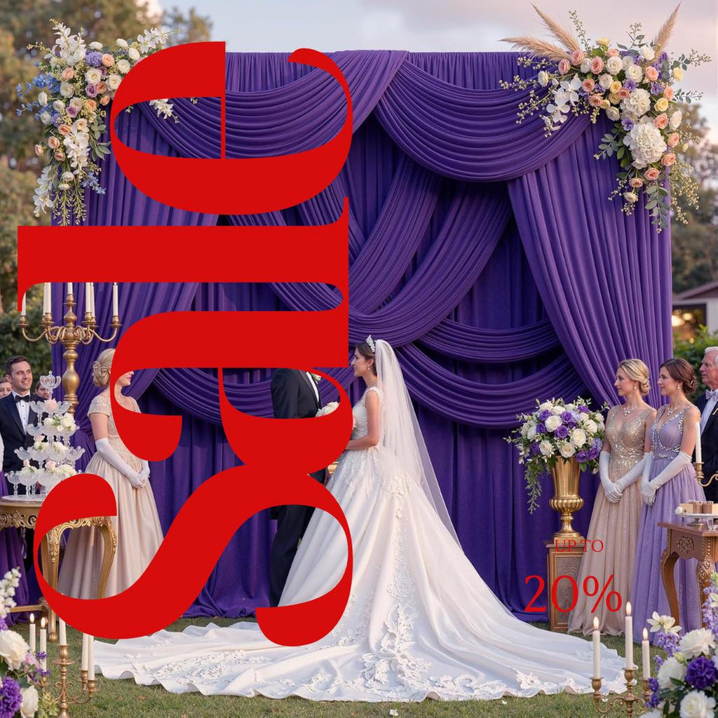 PURPLE -  2 Panels 5Ft x 21Ft Wrinkle Free Backdrop Curtains for Parties  - Silky Interlock Backdrop for Weddings Birthday Party Curtains