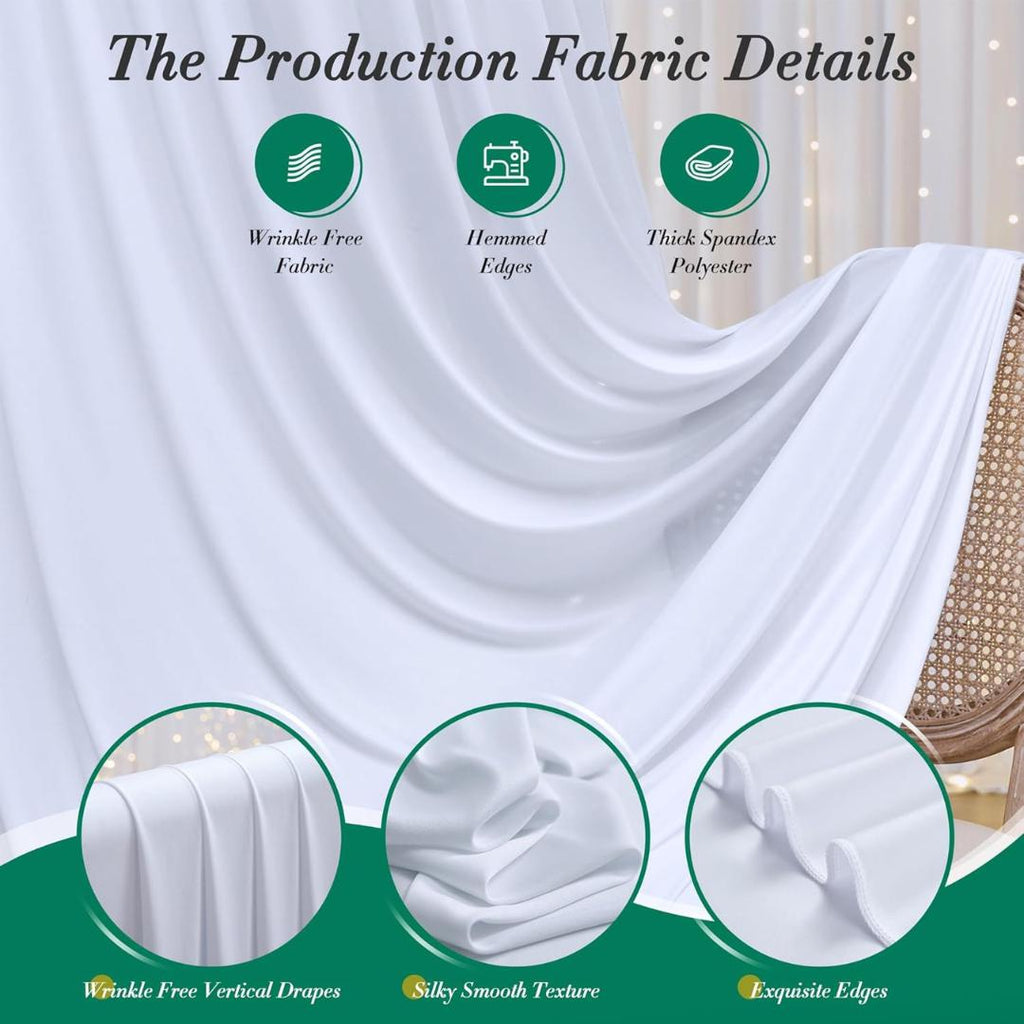 WHITE -  2 Panels - Wrinkle Free Backdrop Curtains for Parties  - Silky Interlock Backdrop for Weddings Birthday Party Curtains. Choose Size