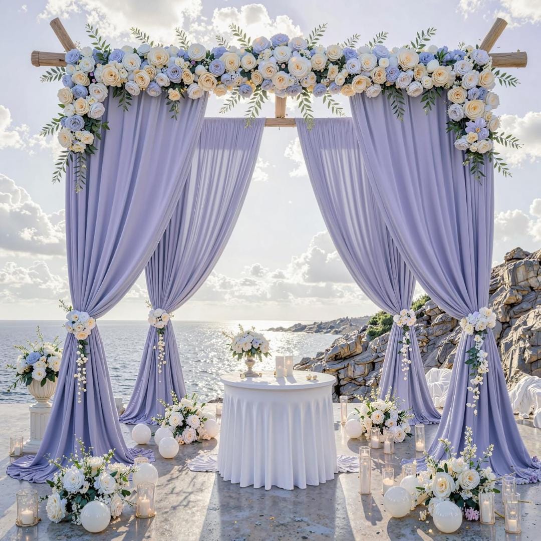 LILAC -  2 Panels - Wrinkle Free Backdrop Curtains for Parties Silky Interlock Backdrop for Weddings Birthday Party Curtains. Choose Size